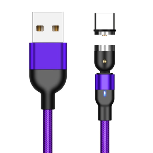 2m 2A Output USB to USB-C / Type-C Nylon Braided Rotate Magnetic Charging Cable(Purple) by buy2fix