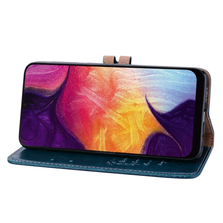 Business Style Oil Wax Texture Horizontal Flip Leather Case for Galaxy A50, with Holder & Card Slots & Wallet (Blue) by buy2fix