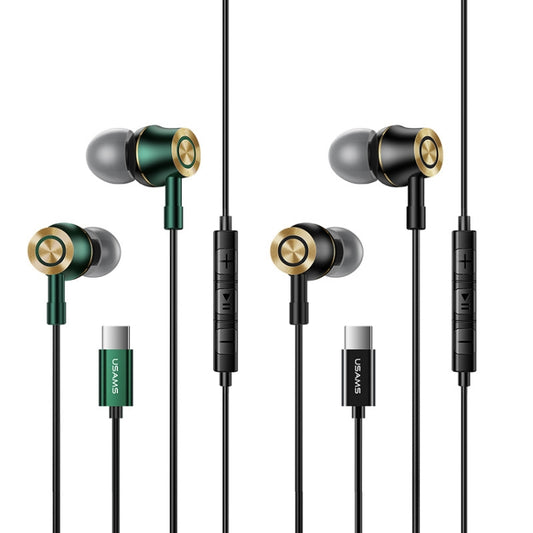 USAMS US-SJ482 EP-43 Wired In Ear USB-C / Type-C Interface Metal Digital HiFi Noise Reduction Earphones with Mic & Digital Chip, Length: 1.2m(Gradient Green) - Type-C Earphone by USAMS | Online Shopping UK | buy2fix