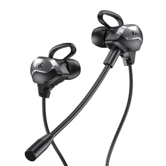 WK ET-Y30 ET Series 3.5mm Elbow In-ear Wired Wire-control Gaming Earphone with Microphone (Black) by WK
