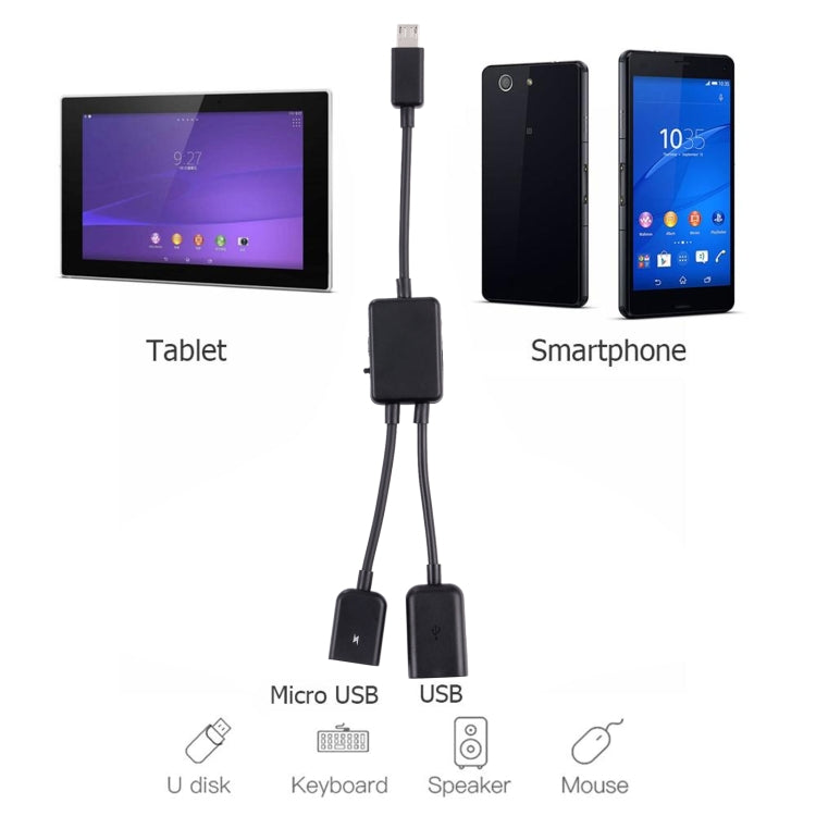 1 to 2 Micro USB OTG Adapter Cable - OTG Adapter by buy2fix | Online Shopping UK | buy2fix