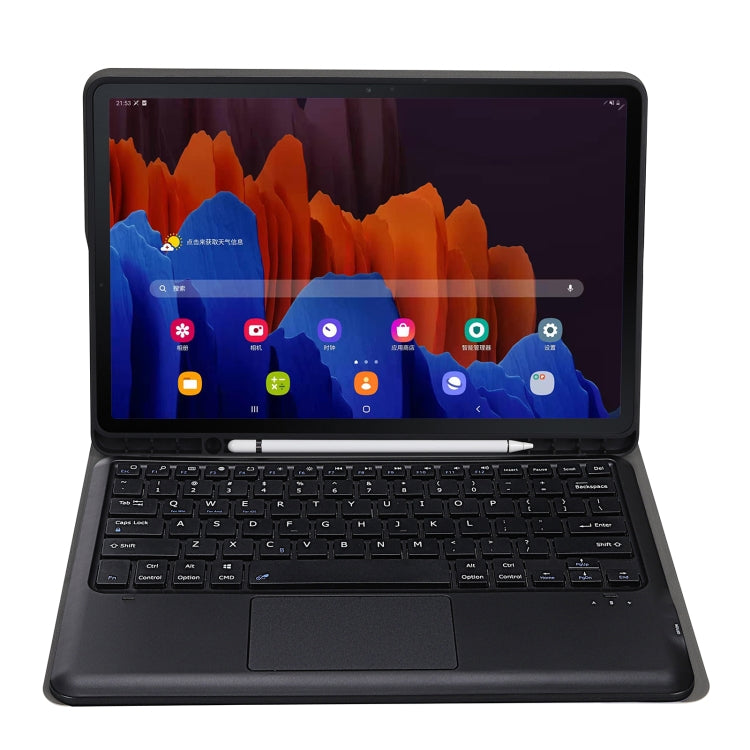 A970B-A Splittable Bluetooth Keyboard Leather Tablet Case for Samsung Galaxy Tab S7 FE T730 T736 & S7+ T970 T975, with Touchpad & Pen Slot & & Holder (Rose Gold) - Samsung Keyboard by buy2fix | Online Shopping UK | buy2fix