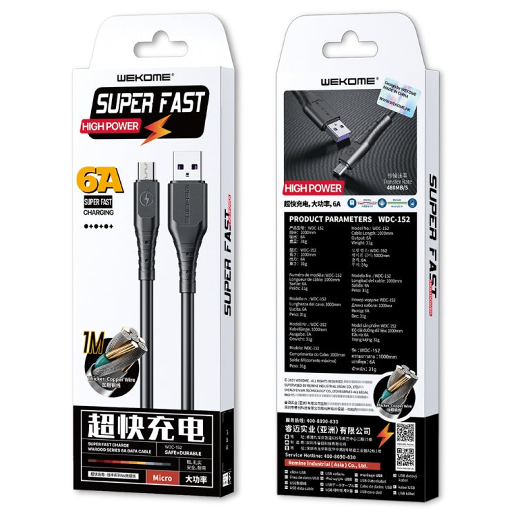 WK WDC-152 6A Micro USB Fast Charging Data Cable, Length: 1m (White) - Micro USB Cable by WK | Online Shopping UK | buy2fix