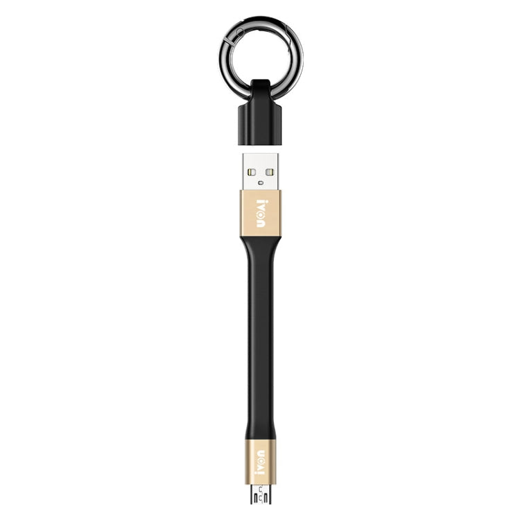 IVON CA90 3.1A Max USB to Micro USB Portable Data Cable with Ring, Length: 14.5cm (Champagne Gold) - Micro USB Cable by IVON | Online Shopping UK | buy2fix