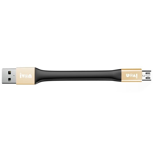 IVON CA90 3.1A Max USB to Micro USB Portable Data Cable with Ring, Length: 14.5cm (Champagne Gold) by IVON