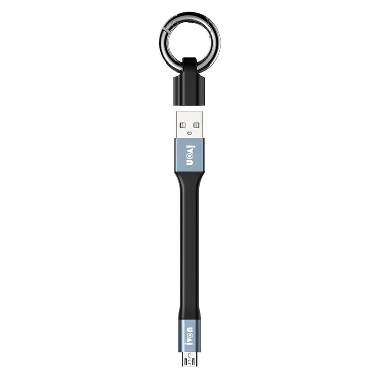 IVON CA90 3.1A Max USB to Micro USB Portable Data Cable with Ring, Length: 14.5cm (Dark Gray) - Micro USB Cable by IVON | Online Shopping UK | buy2fix