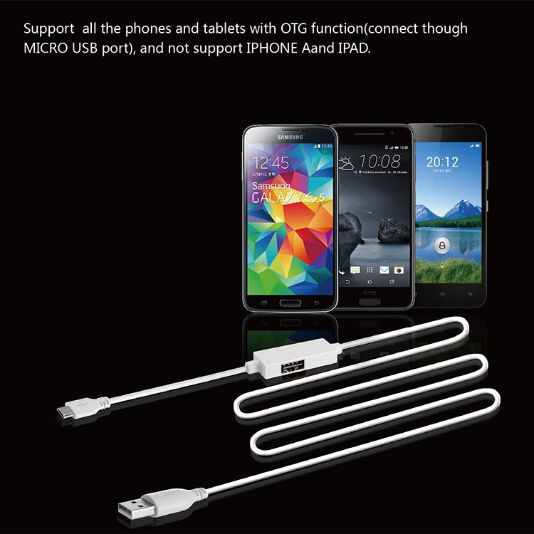 OTG-Y-03 USB 2.0 Male to Micro USB Male + USB Female OTG Charging Data Cable for Android Phones / Tablets with OTG Function, with Switch, Length: 1.1m(White) by buy2fix