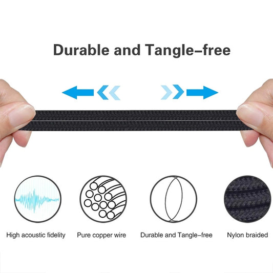 ZS0147 Braided Headphone Audio Replacement Cable for Audio-technica ATH-M50X M40 by buy2fix