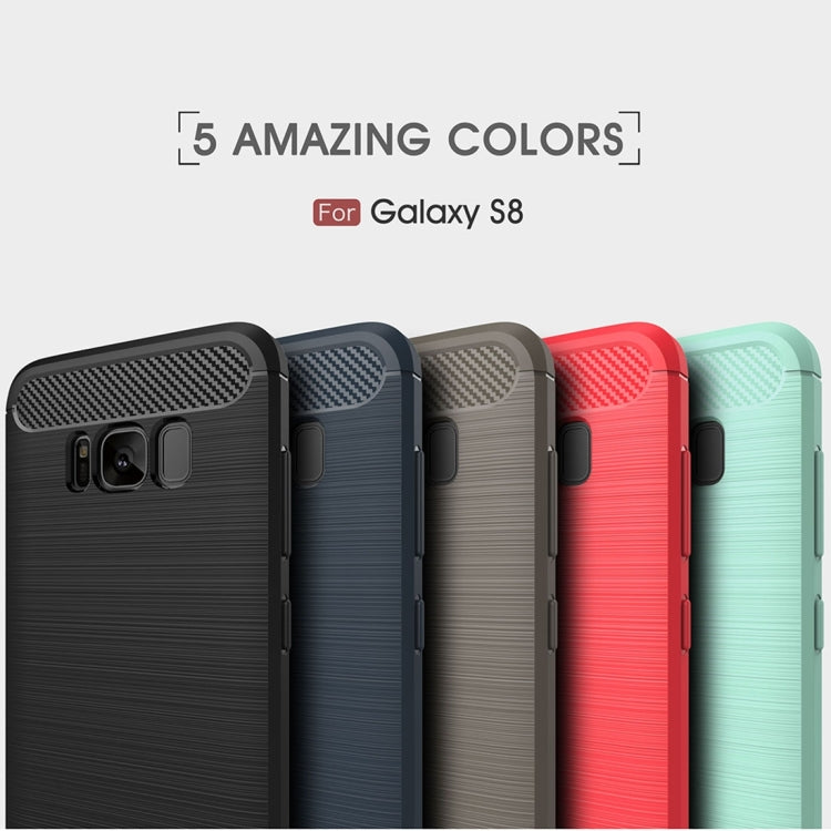 For Galaxy S8 Brushed Carbon Fiber Texture Shockproof TPU Protective Cover Case (Red) by buy2fix