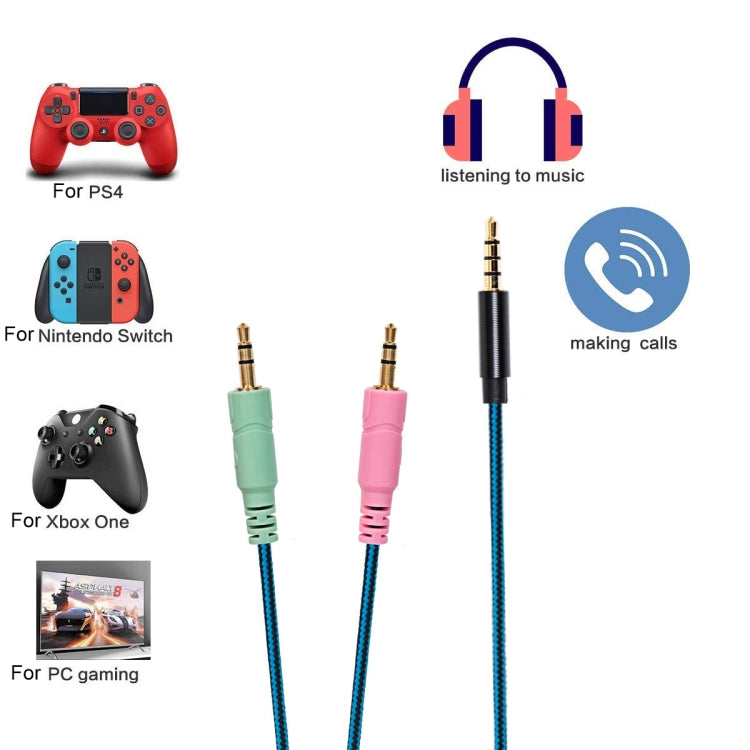 ZS0158 Straight Plug + Adapter Cable Gaming Headset Audio Cable for SteelSeries Arctis 3 / 5 / 7 (Blue) - Headset Accessories by buy2fix | Online Shopping UK | buy2fix
