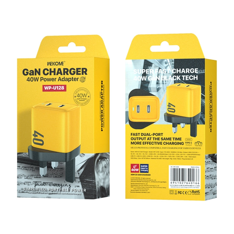 WK WP-U128 40W Dual USB-C/Type-C Interface Gallium Nitride Charger,Specifications: UK Plug by WK