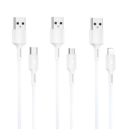 WK WDC-136 USB to Micro USB 3A Fast Charing Data Cable(White) by WK