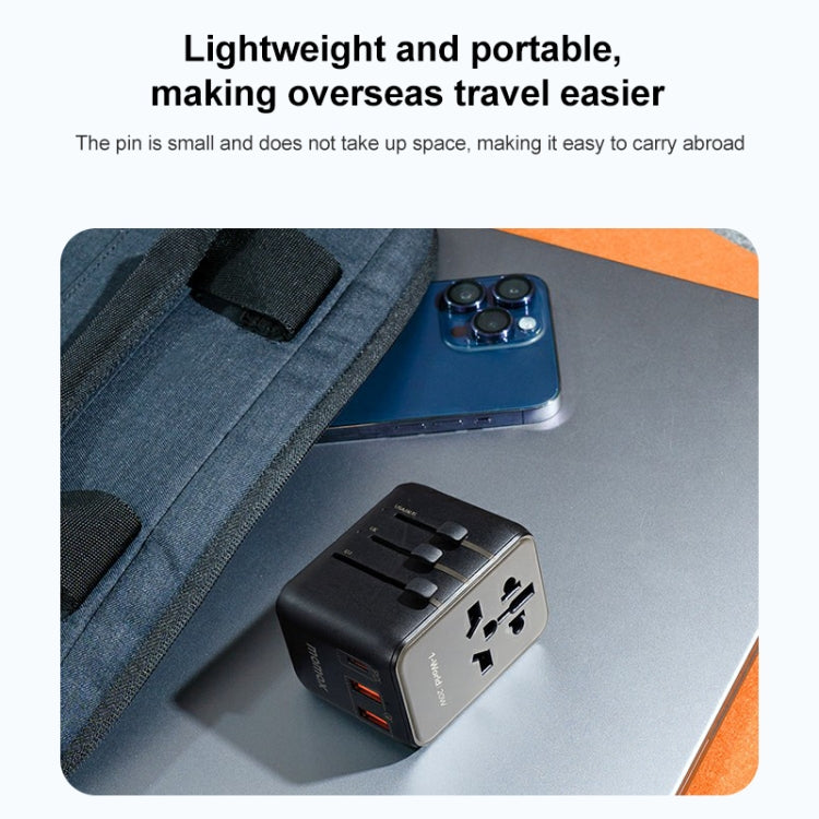MOMAX UA11 1-World 20W PD Global Travel Fast Charger Power Adapter(Black) - Plug Adaptor by MOMAX | Online Shopping UK | buy2fix