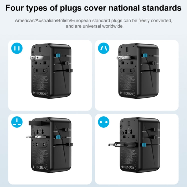 MOMAX UA11 1-World 20W PD Global Travel Fast Charger Power Adapter(Black) - Plug Adaptor by MOMAX | Online Shopping UK | buy2fix
