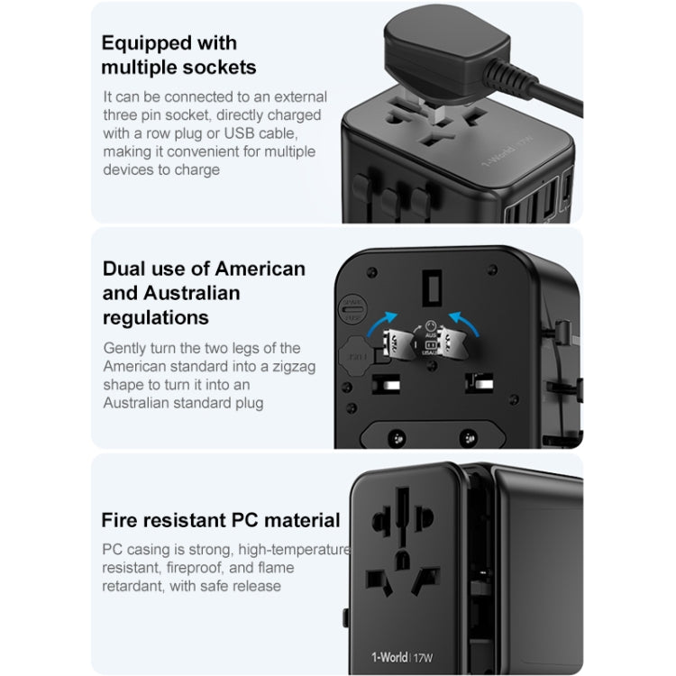 MOMAX UA12 1-World 17W Global Travel Fast Charger Power Adapter - Plug Adaptor by MOMAX | Online Shopping UK | buy2fix