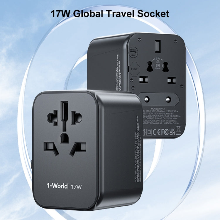 MOMAX UA12 1-World 17W Global Travel Fast Charger Power Adapter - Plug Adaptor by MOMAX | Online Shopping UK | buy2fix