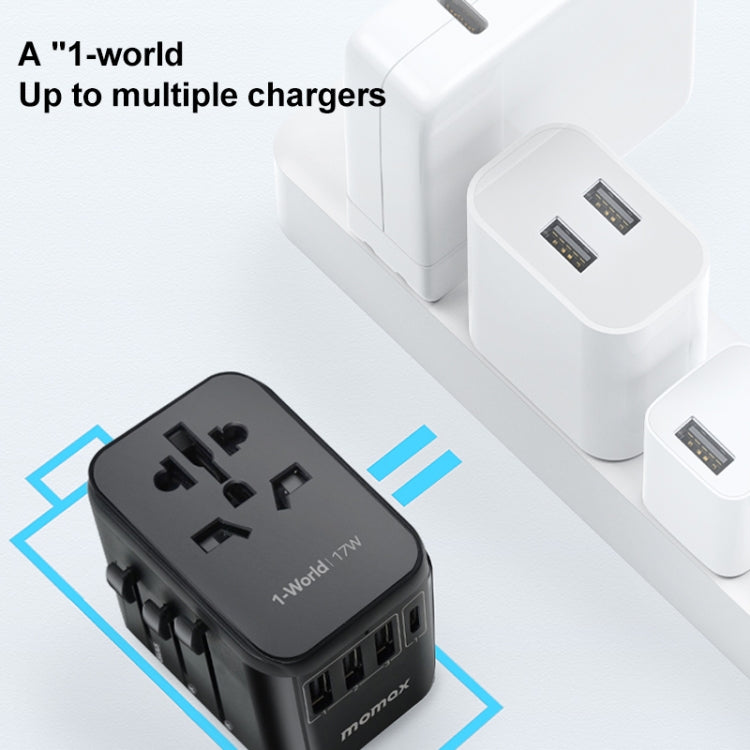 MOMAX UA12 1-World 17W Global Travel Fast Charger Power Adapter - Plug Adaptor by MOMAX | Online Shopping UK | buy2fix
