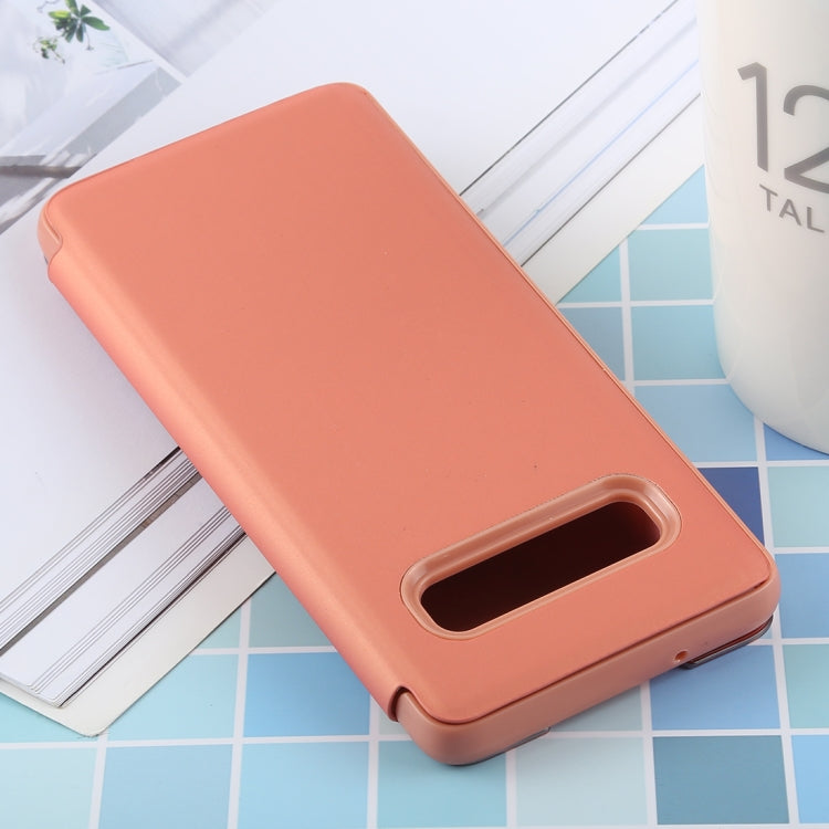 PU Electroplating Mirror Horizontal Flip Leather Case for Galaxy S10, with Holder (Rose Gold) - Galaxy Phone Cases by buy2fix | Online Shopping UK | buy2fix