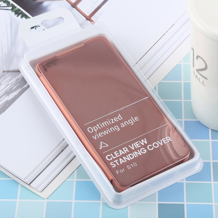 PU Electroplating Mirror Horizontal Flip Leather Case for Galaxy S10, with Holder (Rose Gold) - Galaxy Phone Cases by buy2fix | Online Shopping UK | buy2fix