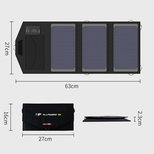 ALLPOWERS Solar Battery Charger Portable 5V 15W Dual USB+ Type-C Portable Solar Panel Charger Outdoors Foldable Solar Panel by buy2fix
