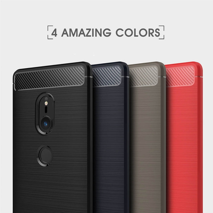 For Sony Xperia XZ2 Brushed Texture Carbon Fiber Shockproof TPU Protective Back Case(Black) by buy2fix