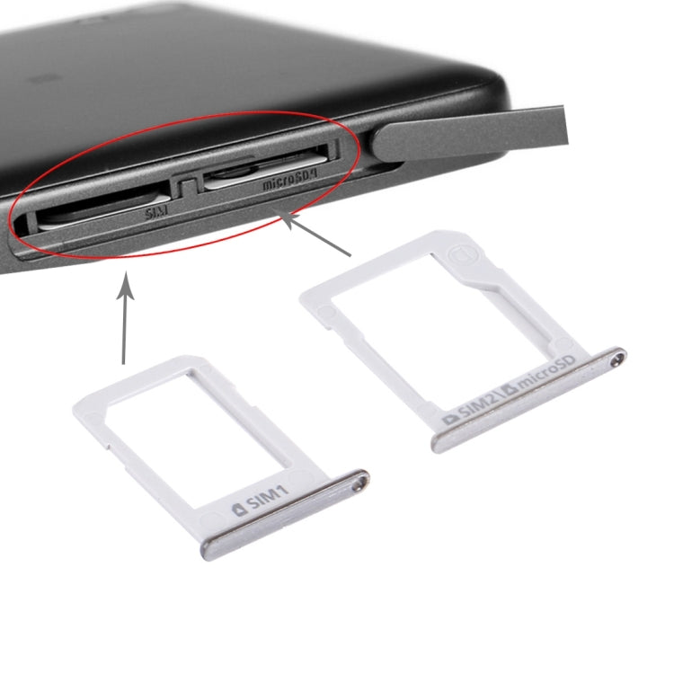 For Galaxy E5 (Dual SIM Version) SIM Card Tray + Micro SD / SIM Card Tray (Silver) - Card Tray by buy2fix | Online Shopping UK | buy2fix