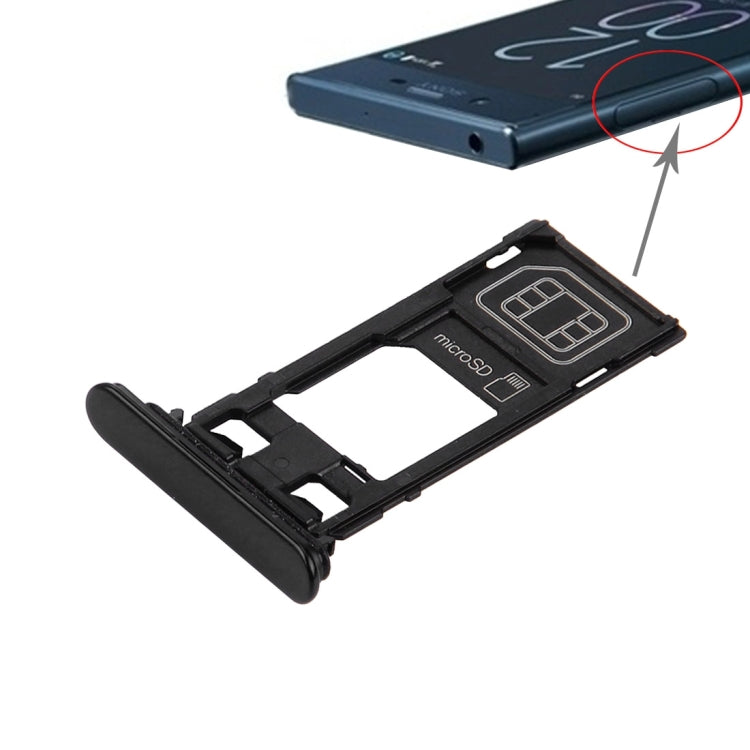 SIM Card Tray + Micro SD Card Tray for Sony Xperia XZ (Single SIM Version)(Black) - Card Tray by buy2fix | Online Shopping UK | buy2fix