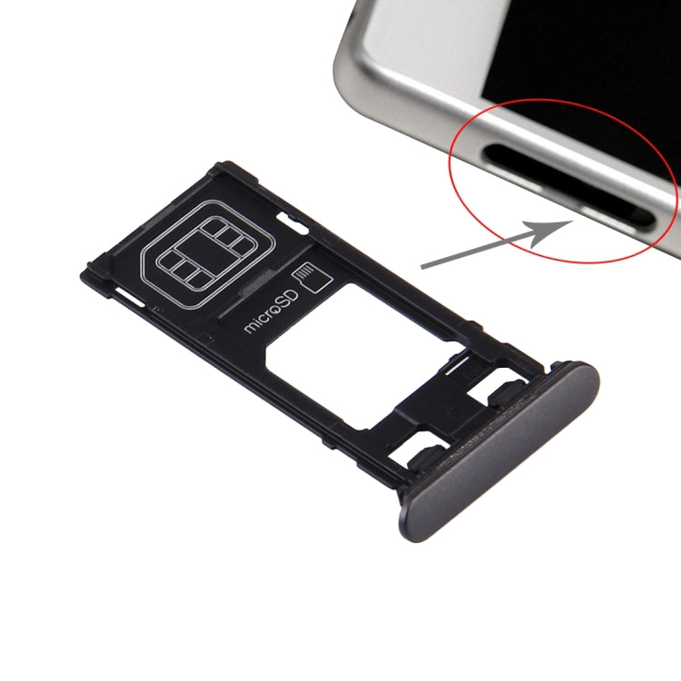 SIM Card Tray + Micro SD Card Tray + Card Slot Port Dust Plug for Sony Xperia X (Single SIM Version)(Graphite Black) by buy2fix
