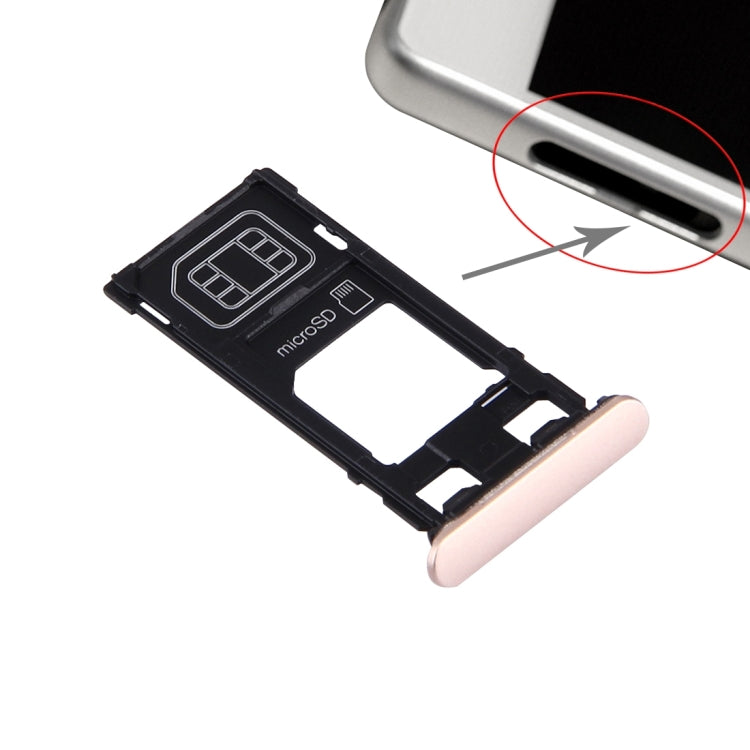 SIM Card Tray + Micro SD Card Tray + Card Slot Port Dust Plug for Sony Xperia X (Single SIM Version)(Rose Gold) by buy2fix