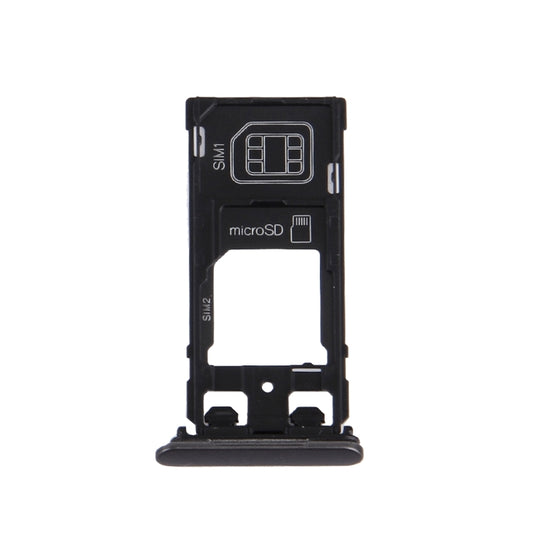 SIM Card Tray + Micro SD / SIM Card Tray + Card Slot Port Dust Plug for Sony Xperia X (Dual SIM Version)(Graphite Black) by buy2fix