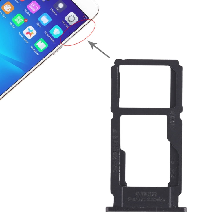 For OPPO R11 SIM Card Tray + SIM Card Tray / Micro SD Card Tray (Black) by buy2fix