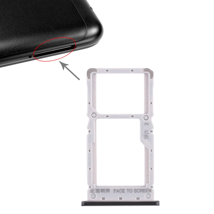SIM Card Tray + SIM Card Tray / Micro SD Card Tray for Xiaomi Redmi Note 6 Pro (Black) by buy2fix