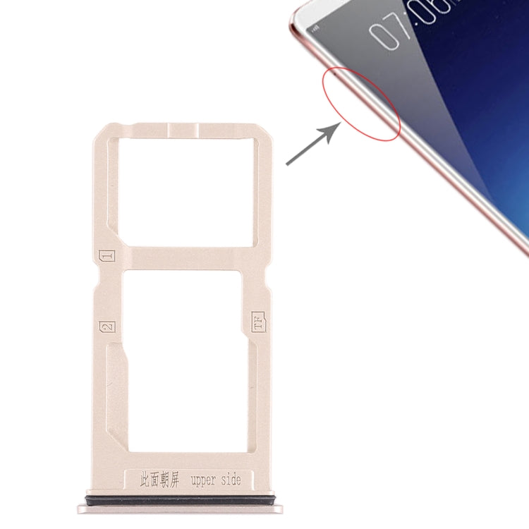 For Vivo X20 Plus SIM Card Tray + SIM Card Tray / Micro SD Card Tray (Gold) by buy2fix