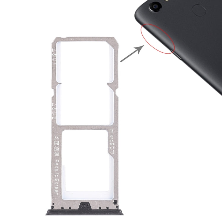 For OPPO A73 / F5 2 x SIM Card Tray + Micro SD Card Tray (Black) by buy2fix