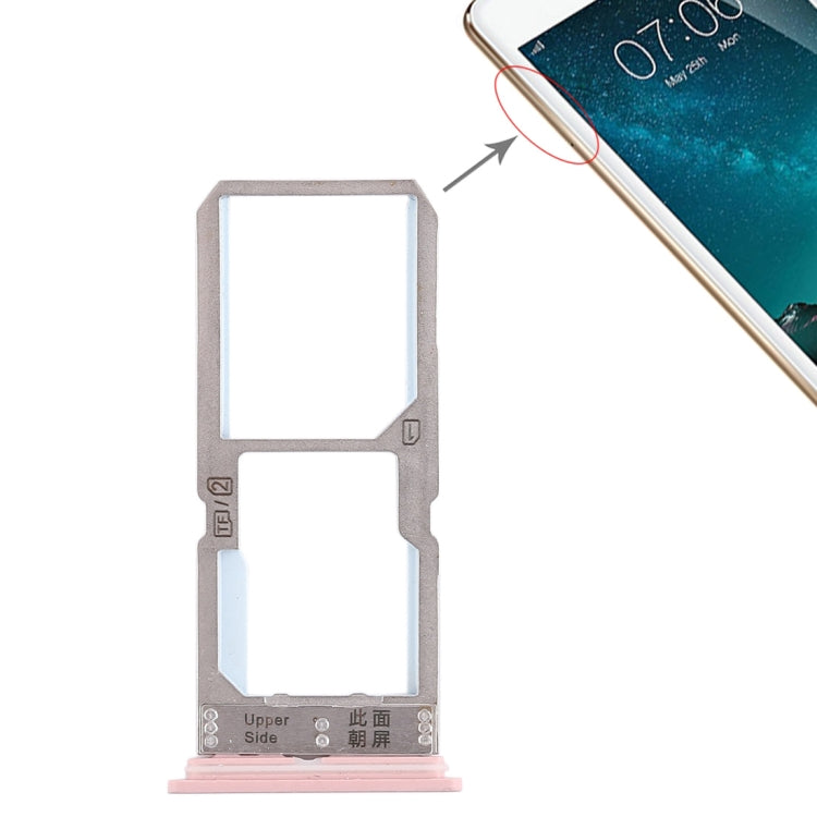 For Vivo Y67 SIM Card Tray + SIM Card Tray / Micro SD Card Tray (Rose Gold) - Card Tray by buy2fix | Online Shopping UK | buy2fix