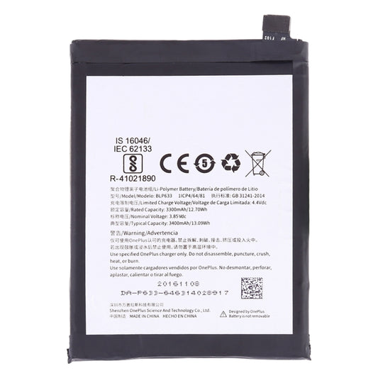 3300mAh BLP633 for OnePlus 3T Li-Polymer Battery by buy2fix