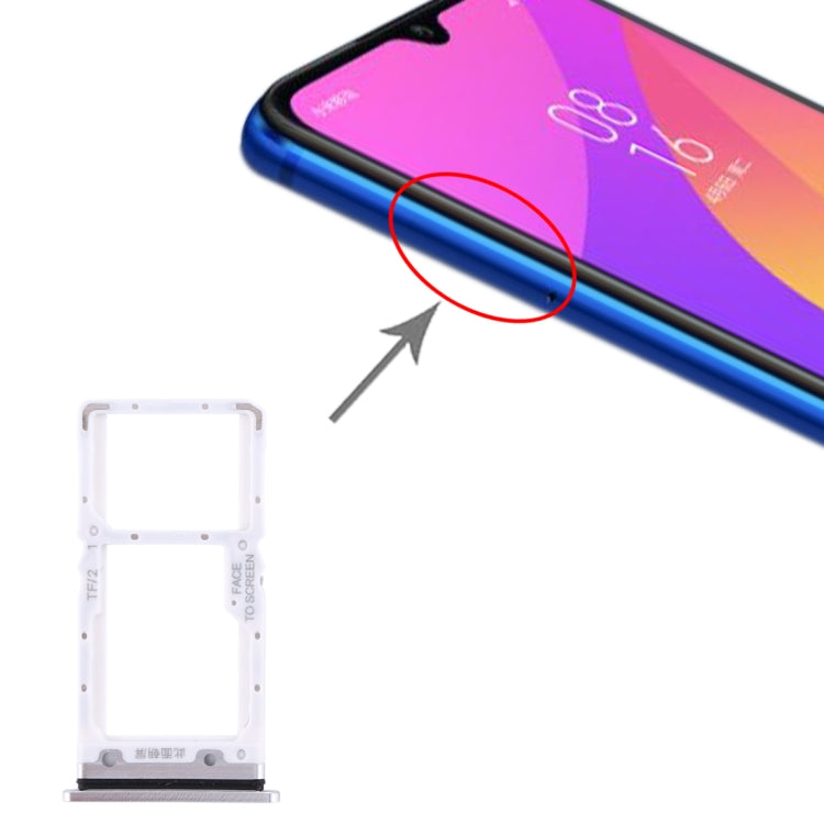 SIM Card Tray + SIM Card Tray / Micro SD Card Tray for Xiaomi Mi CC9 (Silver) by buy2fix