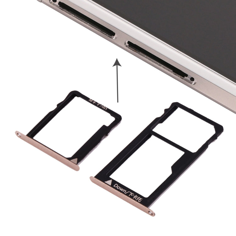 For Huawei Honor 5X / GR5 Micro SIM Card Tray + Nano SIM & Micro SD Card Tray(Gold) - Card Tray by buy2fix | Online Shopping UK | buy2fix