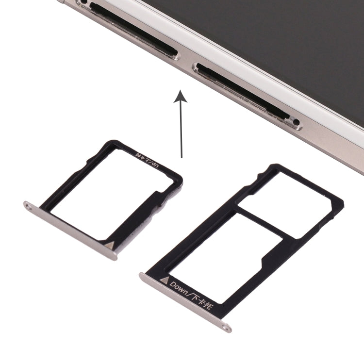 For Huawei Honor 5X / GR5 Micro SIM Card Tray + Nano SIM & Micro SD Card Tray(Silver) - Card Tray by buy2fix | Online Shopping UK | buy2fix