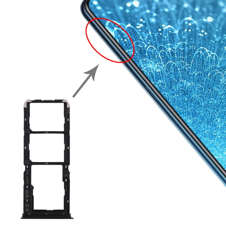 For Vivo S1 SIM Card Tray + SIM Card Tray + Micro SD Card Tray (Black) by buy2fix