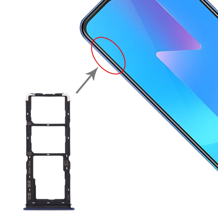 For Vivo U3x / U10 SIM Card Tray + SIM Card Tray + Micro SD Card Tray (Blue) - Card Tray by buy2fix | Online Shopping UK | buy2fix