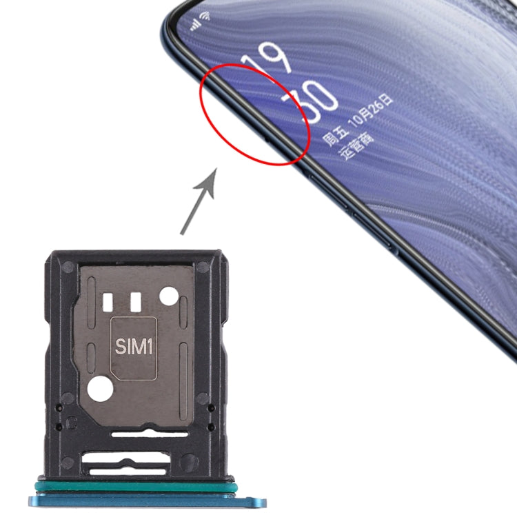 For OPPO Reno 10x zoom SIM Card Tray + SIM Card Tray / Micro SD Card Tray (Blue) - Card Tray by buy2fix | Online Shopping UK | buy2fix