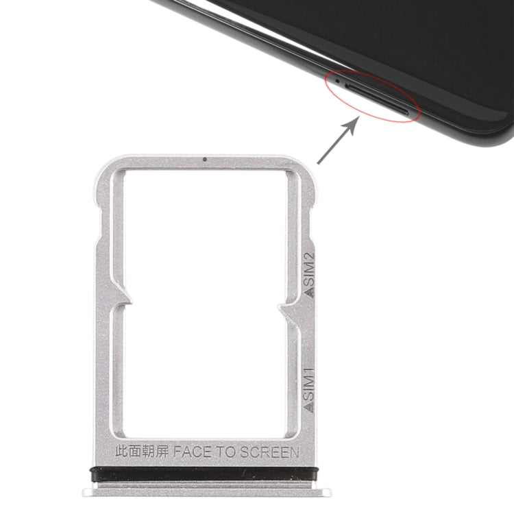 Double SIM Card Tray for Xiaomi Mi 8 (Silver) by buy2fix