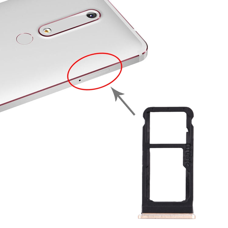SIM Card Tray + SIM Card Tray / Micro SD Card Tray for Nokia 6.1 / 6 (2018) / TA-1043 TA-1045 TA-1050 TA-1054 TA-1068 (Gold) by buy2fix
