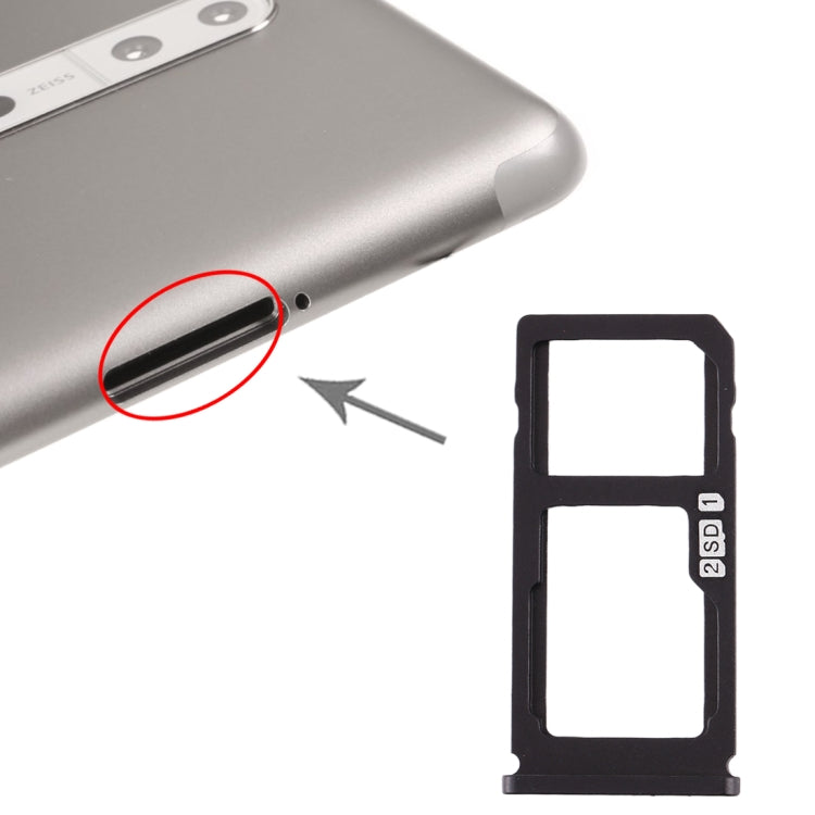 SIM Card Tray + SIM Card Tray / Micro SD Card Tray for Nokia 8 / N8 TA-1012 TA-1004 TA-1052 (Black) - Card Tray by buy2fix | Online Shopping UK | buy2fix