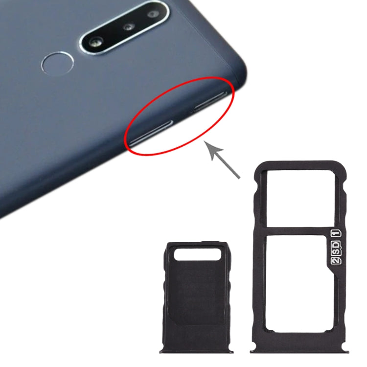 SIM Card Tray + SIM Card Tray + Micro SD Card Tray for Nokia 3.1 Plus (Blue) - Card Tray by buy2fix | Online Shopping UK | buy2fix
