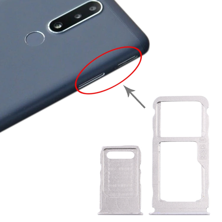 SIM Card Tray + SIM Card Tray + Micro SD Card Tray for Nokia 3.1 Plus (White) - Card Tray by buy2fix | Online Shopping UK | buy2fix