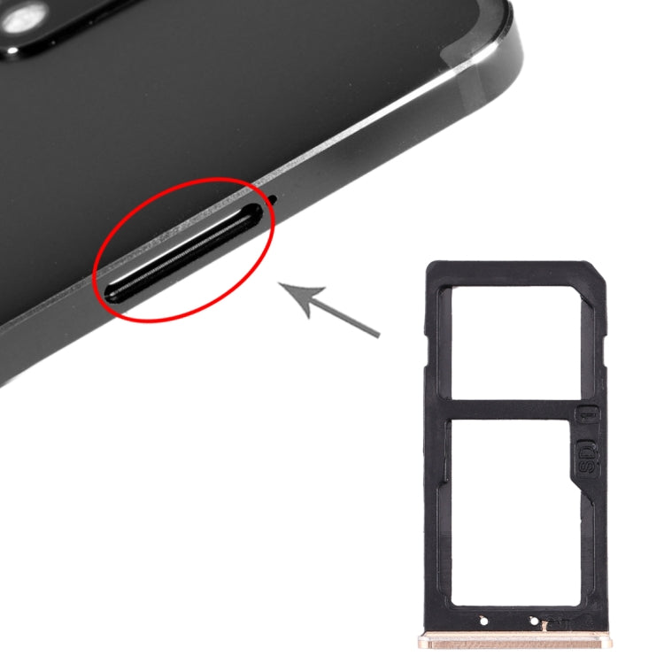 SIM Card Tray + SIM Card Tray / Micro SD Card Tray for Nokia 6 TA-1000 TA-1003 TA-1021 TA-1025 TA-1033 TA-1039 (Gold) - Card Tray by buy2fix | Online Shopping UK | buy2fix
