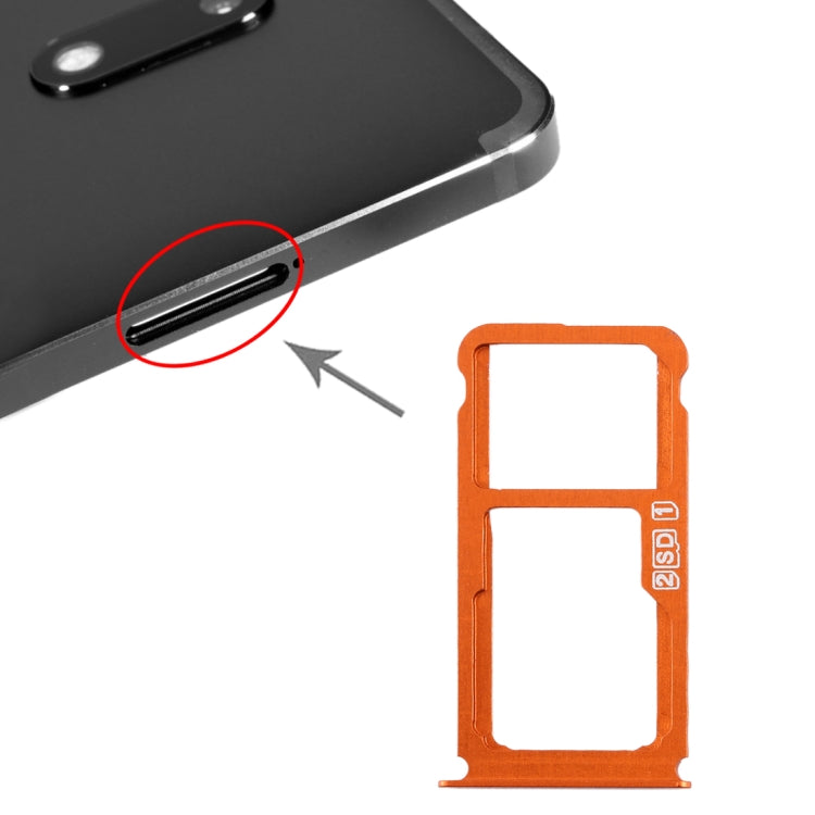 SIM Card Tray + SIM Card Tray / Micro SD Card Tray for Nokia 7 Plus TA-1062 (Orange) - Card Tray by buy2fix | Online Shopping UK | buy2fix