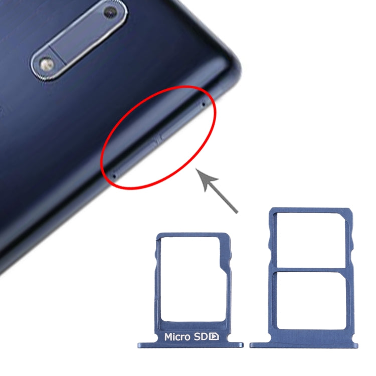 SIM Card Tray + SIM Card Tray + Micro SD Card Tray for Nokia 5 / N5 TA-1024 TA-1027 TA-1044 TA-1053 (Blue) - Card Tray by buy2fix | Online Shopping UK | buy2fix